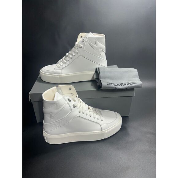 Zadig & Voltaire NIB ZV1747 High Flash HighTop Platform Sneakers White FR 37/US6 - Picture 1 of 9